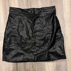 Hollister Black Faux Leather High Rise Mini Skirt